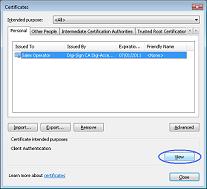 Certificates dialog box